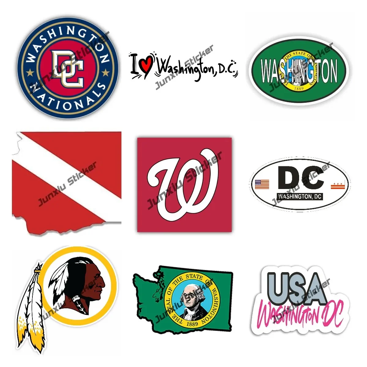 Laptop Accessories Logo - ABD Washington Bayrağı Haritası Araba Sticker