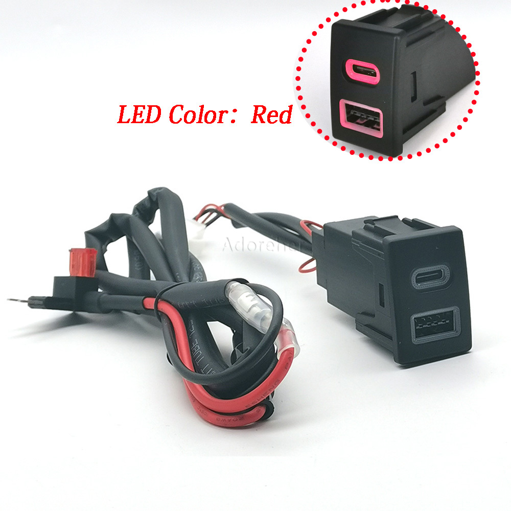 Usb C Power Adapter - 1 Adet Kırmızı LED'li Araba Hızlı