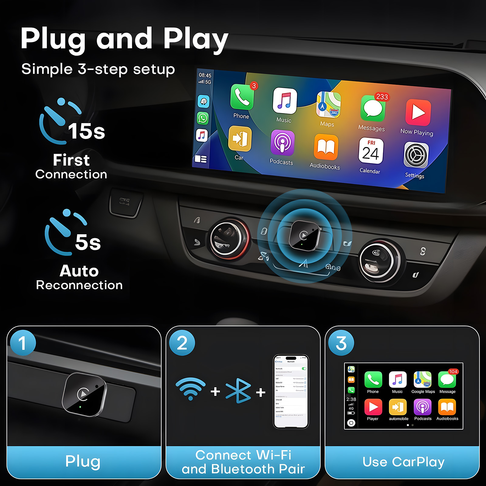 USB C Kablosuz CarPlay ve Andr - Usb C Power Adapter incelemesi ve fiyatı