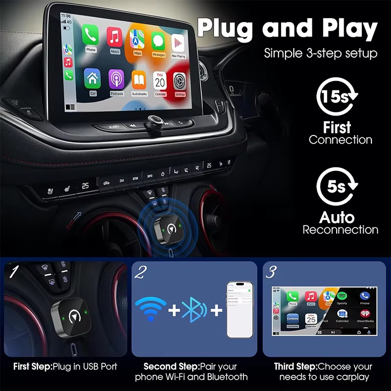 2'si 1 arada Kablosuz CarPlay  - Usb C Power Adapter incelemesi ve fiyatı